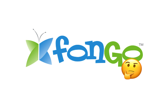 Fongo's logo with a skeptical emoji looking at it