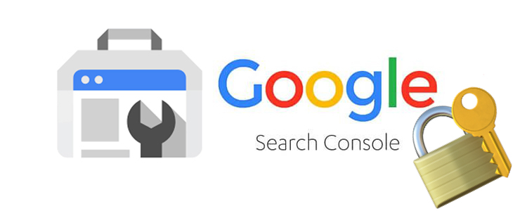Google's Search Console logo with a padlock right next to it.