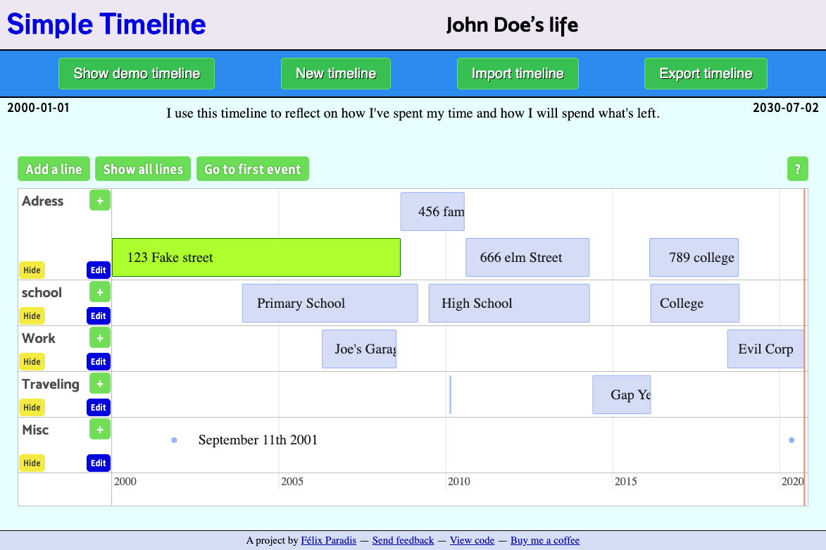 Screenshot of Simple Timeline